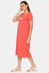 Rosaline Symmetry Knit Cotton Mid Length Nightdress  - Valiant Poppy — thumbnail 2